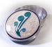 Fiddlehead Enamelled white and green pewter Memory Box 