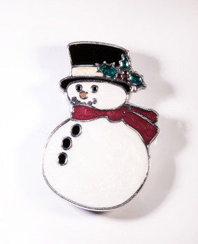 Snazzy Snowman Brooch with red enamel scarf and white enamel body