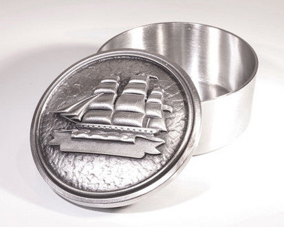 Tall Ship Pewter Memory Box with Banner