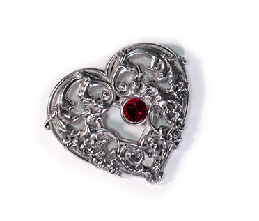 The Romance of Your Life Pewter Brooch with red enamel
