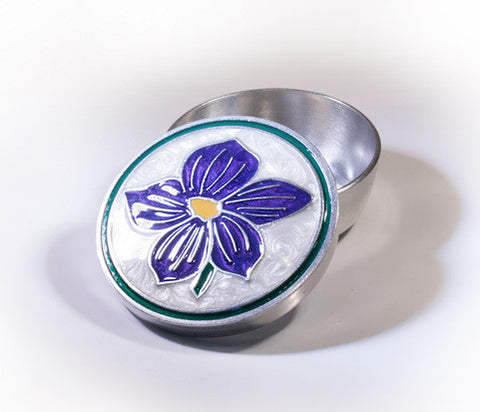 Violet Enamelled Pewter  Memory Box -