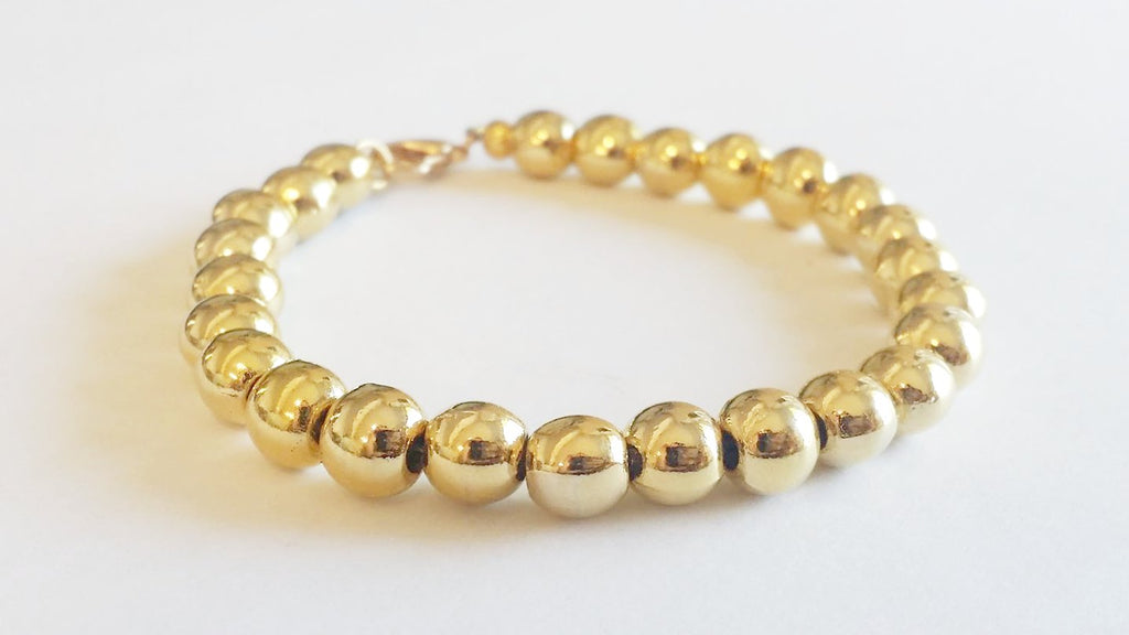 Gold Pewter Pearl Bracelet