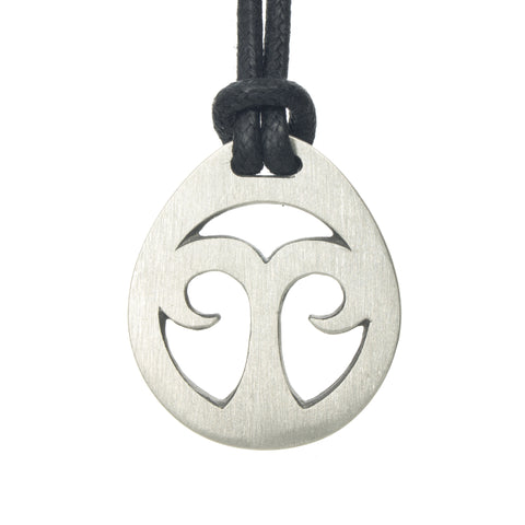 Aries Zodiac Pendant. Made from Pewter. Black cord. Necklace. Made in Fredericton NB New Brunswick Canada