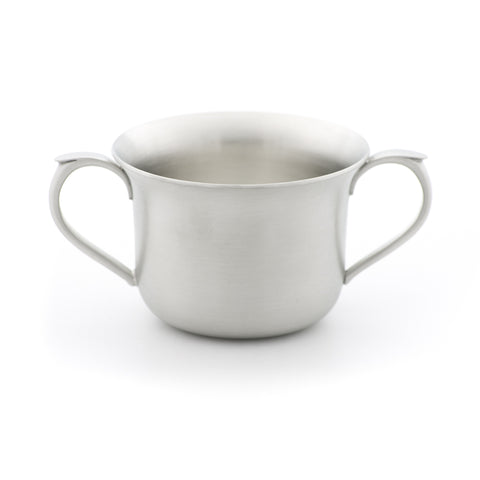 2 Handled Baby Mug. Satin finish. Made from Pewter. Made in Fredericton NB New Brunswick Canada