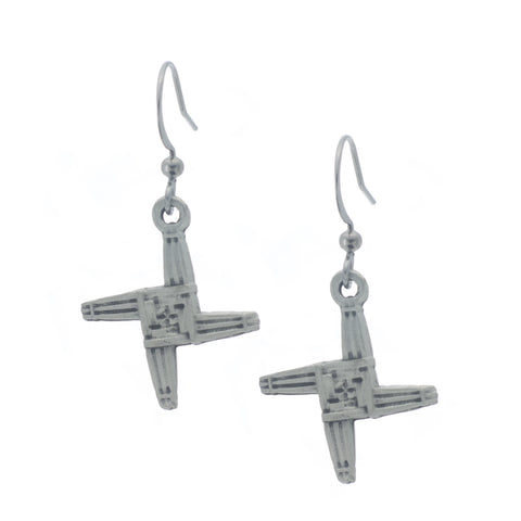Saint Bridgets Cross Earring. Celtic. Irish. Made from Pewter. Made in Fredericton NB New Brunswick Canada