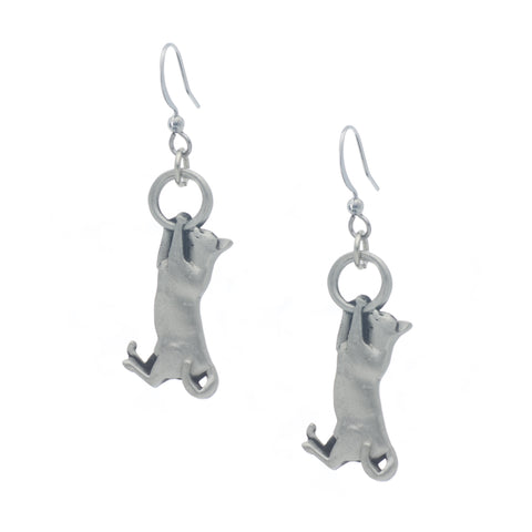 Cat Earring. Kitty Cats. Made from Pewter. Made in Fredericton NB New Brunswick Canada
