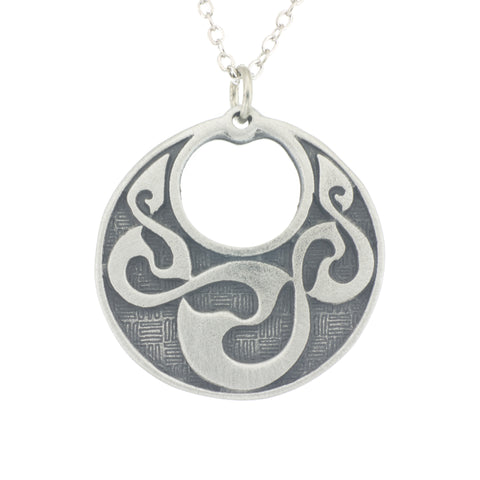 Celtic Linked Spiral Pendant. Satin finish. Made from Pewter. Necklace. Made in Fredericton NB New Brunswick Canada