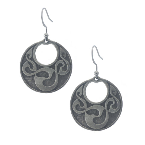 Celtic Linked Spiral Earring. Irish. Made from Pewter. Made in Fredericton NB New Brunswick Canada