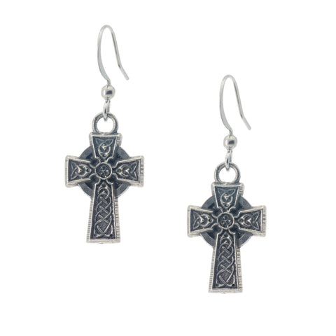 Celtic Cross of Hampton Earring. Celtic. Irish. Made from Pewter. Made in Fredericton NB New Brunswick Canada