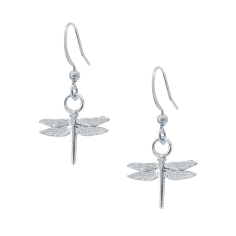 Dragonfly Earring. Polished finish. Made from Pewter. Made in Fredericton NB New Brunswick Canada
