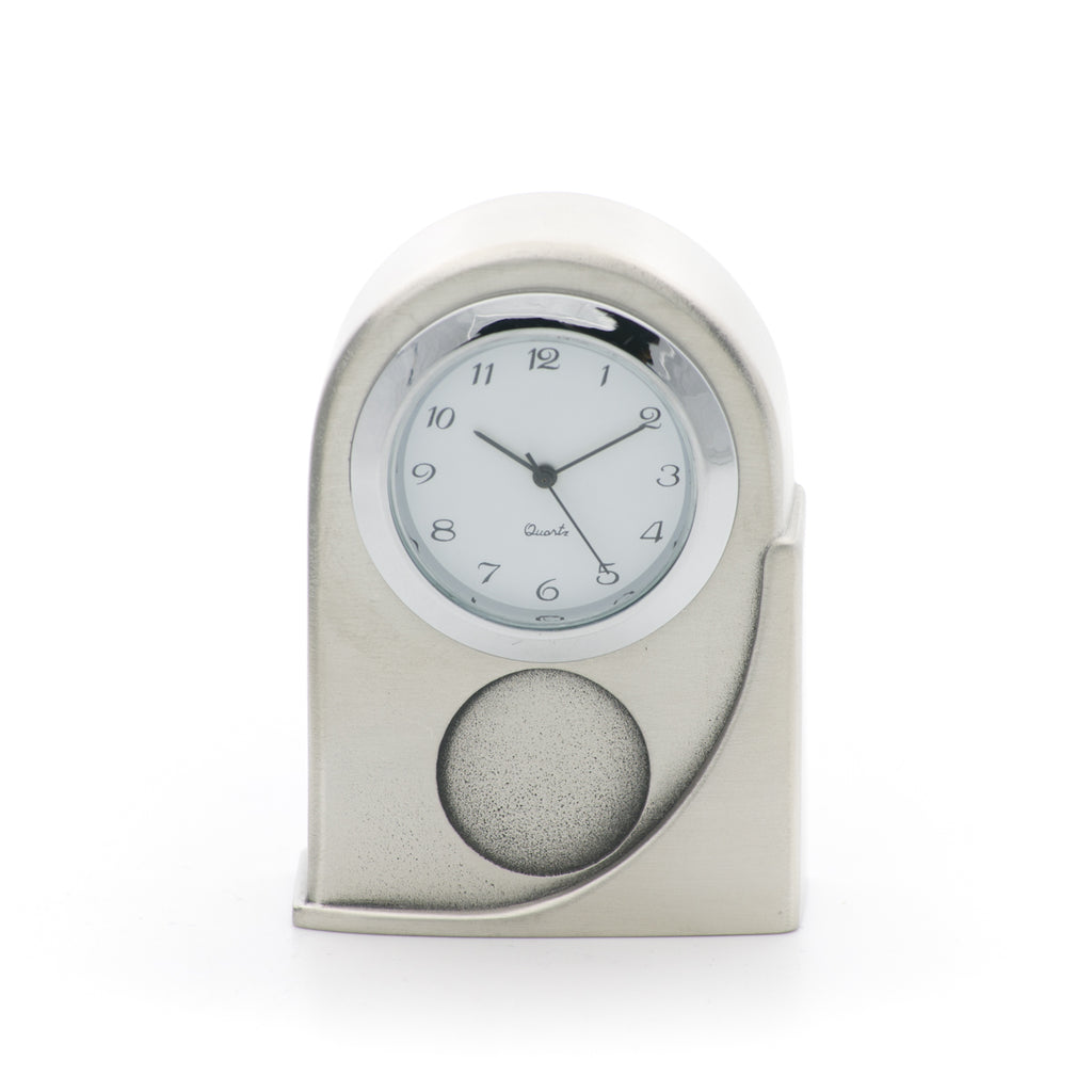 Expression Clock. Satin finish. Made from Pewter. Made in Fredericton NB New Brunswick Canada