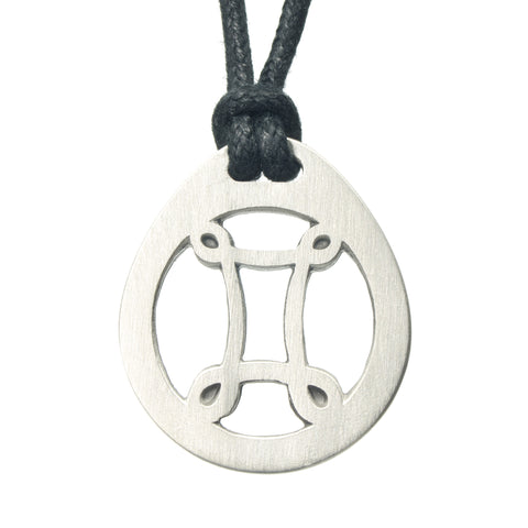 Gemini Zodiac Pendant. Made from Pewter. Black cord. Necklace. Made in Fredericton NB New Brunswick Canada