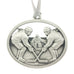 Face off! Christmas Tree ornament. Made from Pewter. Silver ribbon. Made in Fredericton NB New Brunswick Canada