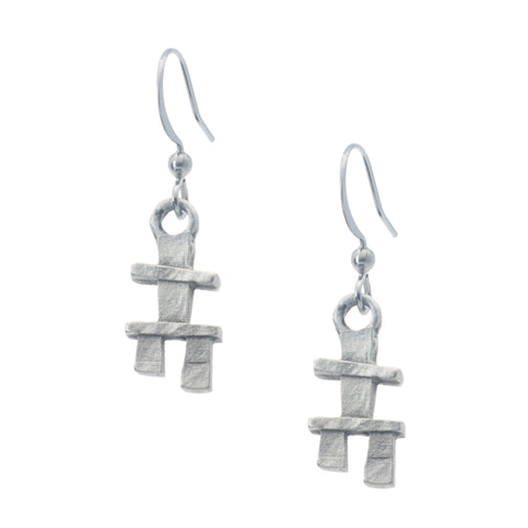 Inukshuk Earring. Made from Pewter. Made in Fredericton NB New Brunswick Canada