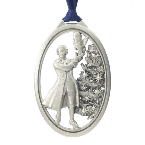 Toy Maker 2013 The Nutcracker. Sugar Plum Fairy. Ballet. Dance. Annual Series. 2012. Christmas Tree ornament. Made from Pewter. Blue ribbon. Made in Fredericton NB New Brunswick Canada