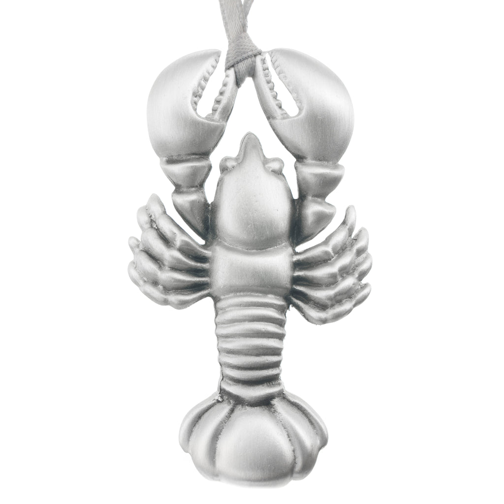 A lobster Christmas Tree ornament. Amazing! Made from Pewter. Silver ribbon. Made in Fredericton NB New Brunswick Canada