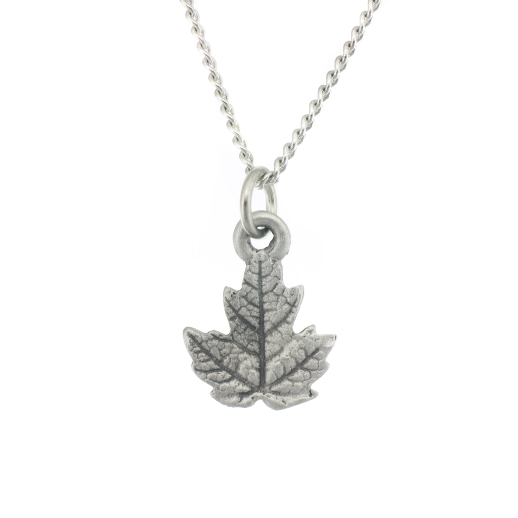 Maple Leaf Pendant. Made from Pewter. Necklace. Made in Fredericton NB New Brunswick Canada