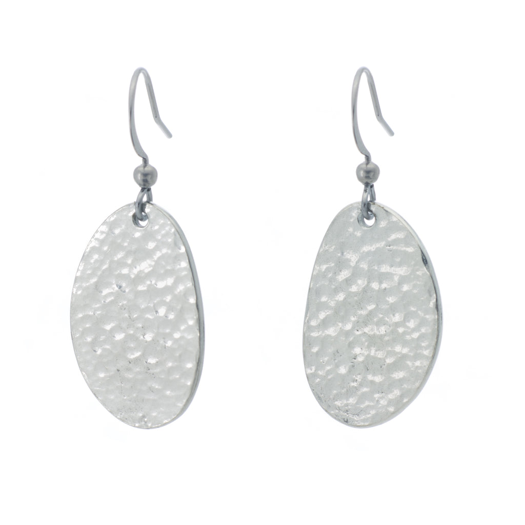 Martillo Earring. Polish finish. Made from Pewter. Made in Fredericton NB New Brunswick Canada