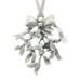 A delicate mistletoe Christmas Tree ornament. Made from Pewter. Silver ribbon. Made in Fredericton NB New Brunswick Canada