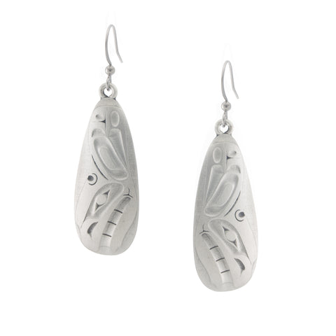 Orca Earring. Designed by Mark Preston. Made from Pewter. Made in Fredericton NB New Brunswick Canada