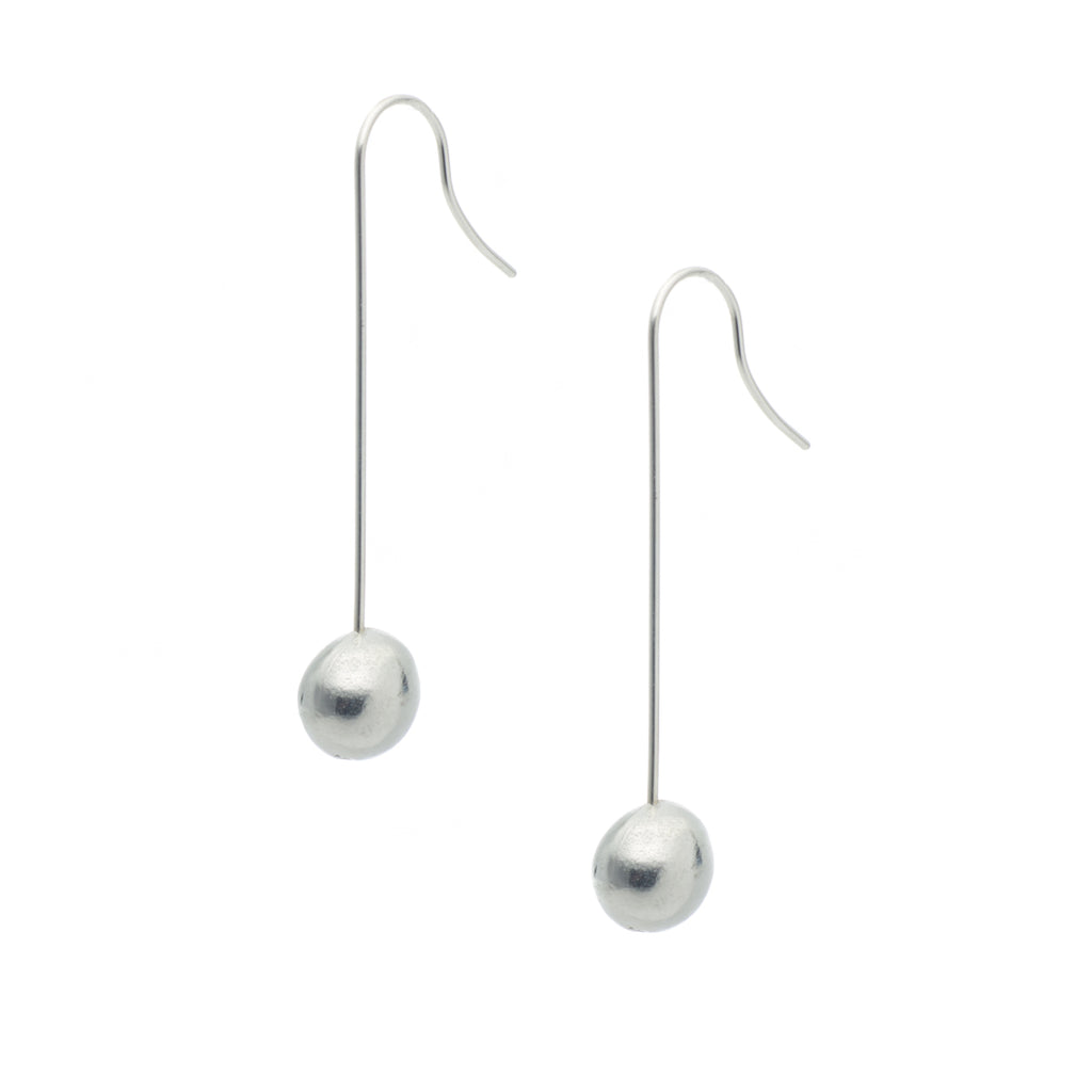 Pewter Pearl Drop Earrings. Made from Pewter. Made in Fredericton NB New Brunswick Canada