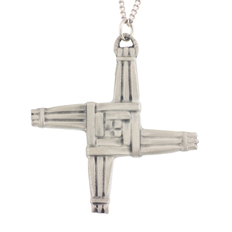 Large Saint Bridgid's Cross Pendant. Satin. Made from Pewter. Necklace. Made in Fredericton NB New Brunswick Canada