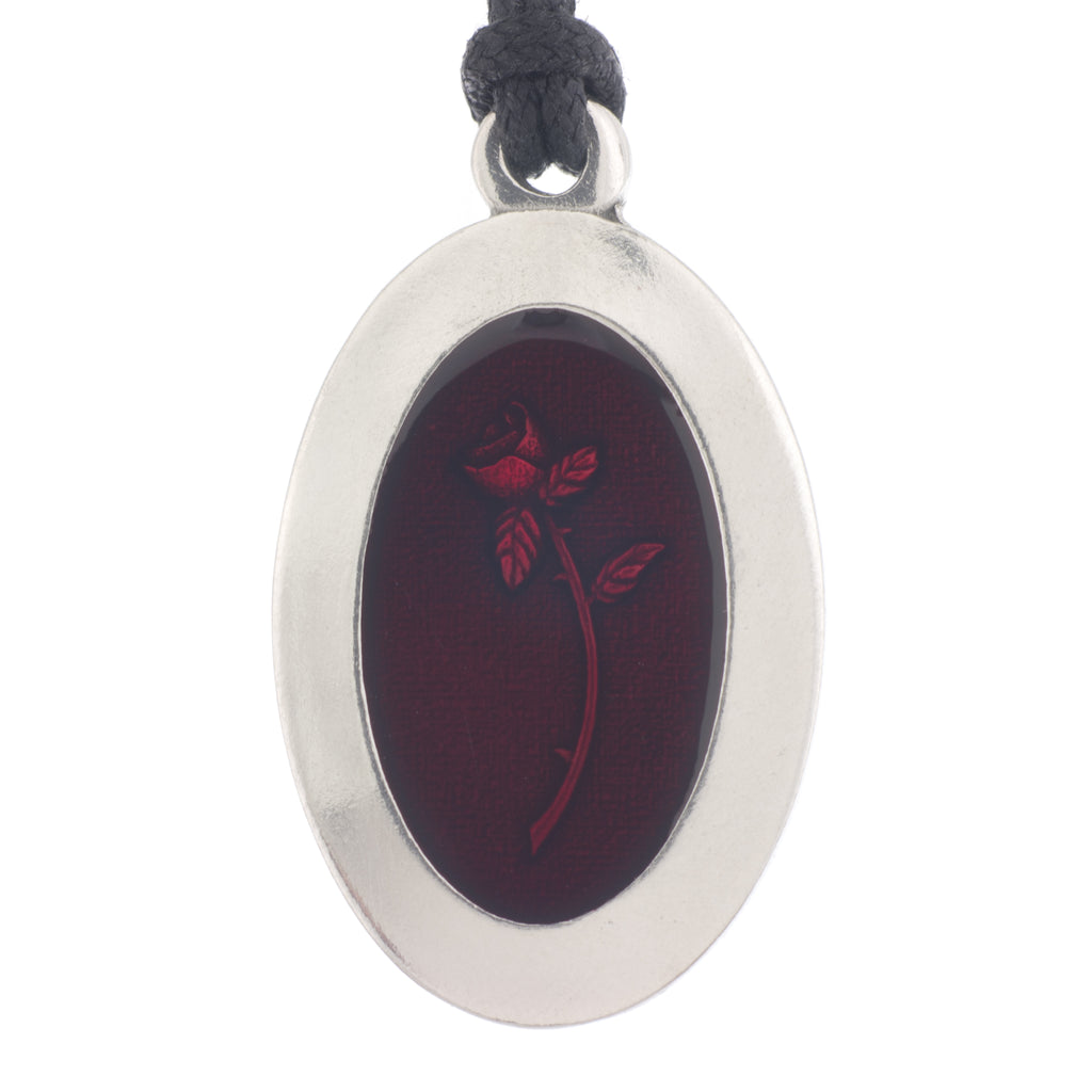 Scarlett Pendant. Enamel. Rose. Made from Pewter. Necklace. Made in Fredericton NB New Brunswick Canada