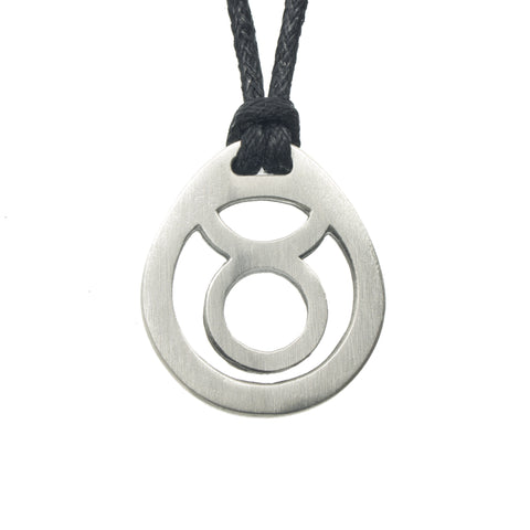 Taurus Zodiac Pendant. Made from Pewter. Black cord. Necklace. Made in Fredericton NB New Brunswick Canada