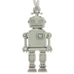 Toy Robot Christmas Tree ornament. Made from Pewter. Silver ribbon. Made in Fredericton NB New Brunswick Canada