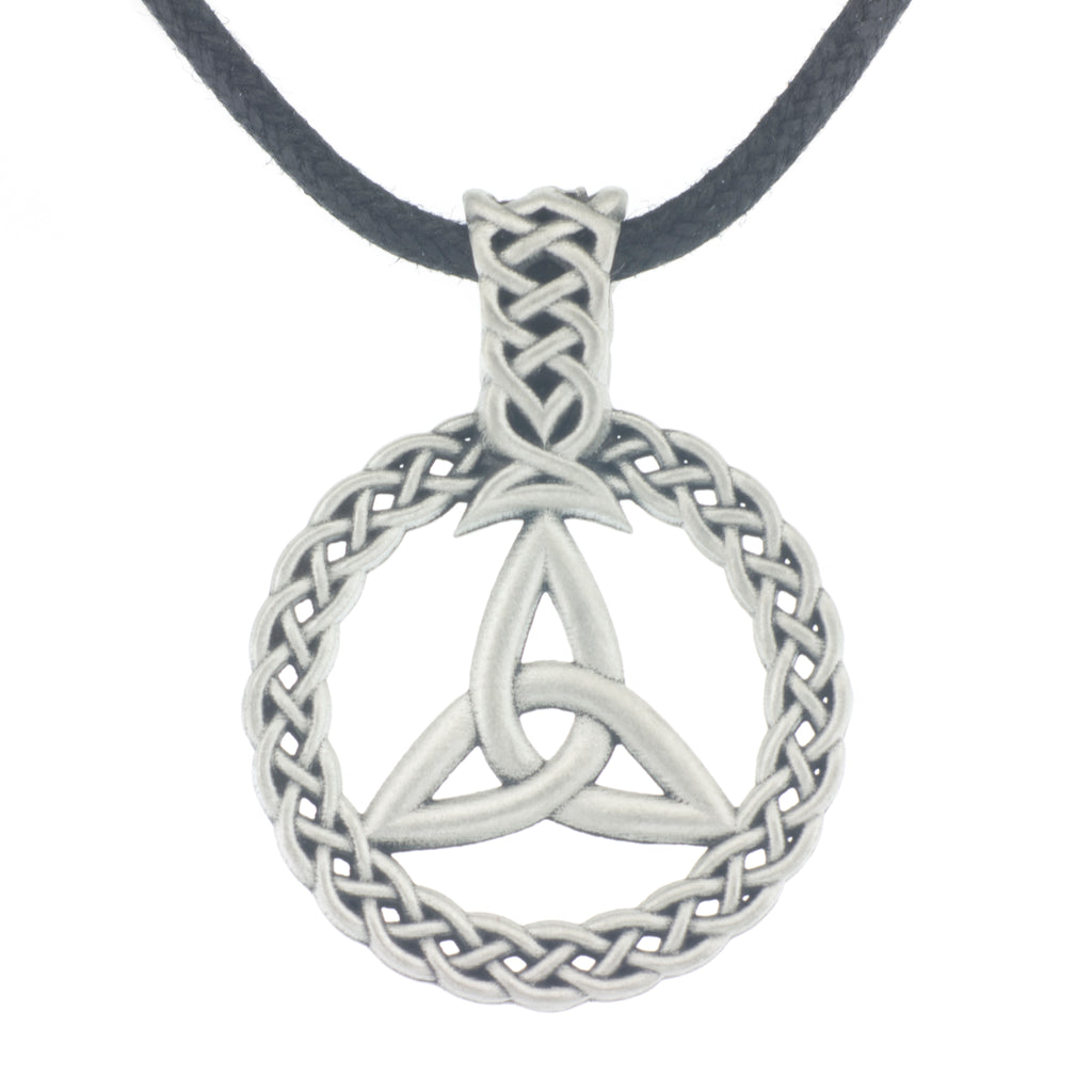 Trinity Wreath Pendant. Made from Pewter. Black cord necklace. Made in Fredericton NB New Brunswick Canada