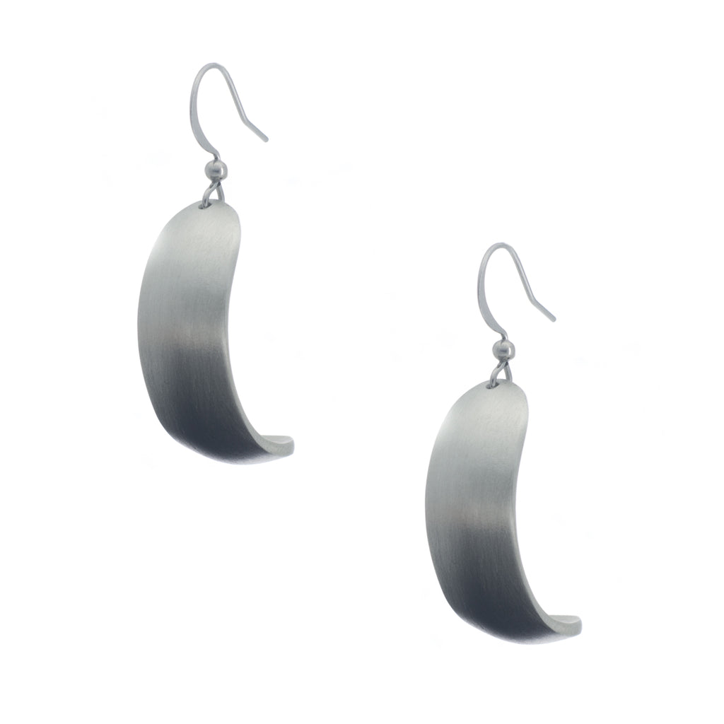 Vogue Earring. Satin finish. Made from Pewter. Made in Fredericton NB New Brunswick Canada
