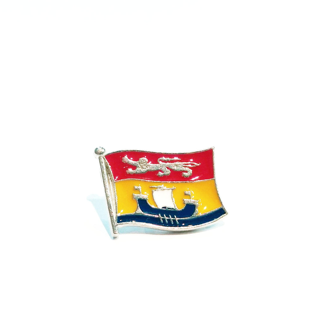 New Brunswick Flag with red yellow and blue enamel pewter lapel pin